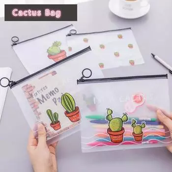 Кактус Тусклая польская прозрачная папка для файлов формата А5 из ПВХ, сумка для хранения документов, сумка для канцелярских принадлежностей one Cactus