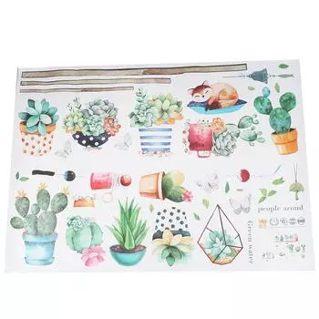 Кактус в горшке для гостиной, спальни, ТВ-фона, самоклеящиеся наклейки на стену