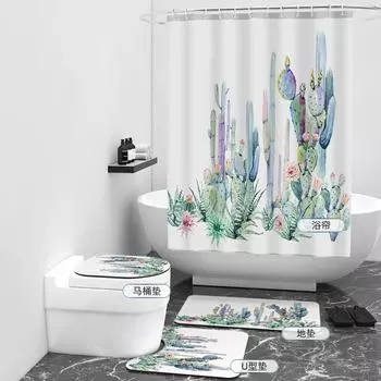 Кактус водонепроницаемая занавеска для душа с цифровой печатью комплект занавесок для душа занавеска для ванной комнаты W90cm*L180cm