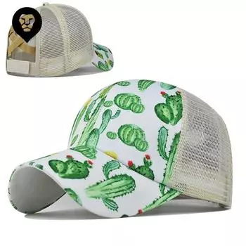 Кактусовая кепка с перекрещенными хвостиками Женская кепка с хвостиками Солнцезащитная кепка с принтом «конский хвост» Бейсболка с хвостиком Adjustable