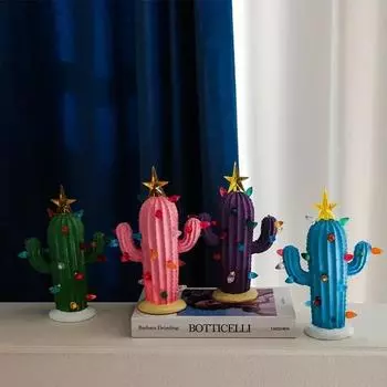 Кактусовая смола Декоративные украшения Светодиодный домашний свет Дизайн Атмосфера Зеленые растения Двор Рабочий стол Дизайн Атмосфера розовый