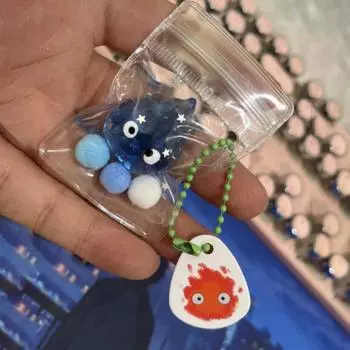 Кальцифер Мини Аниме Сквиши Брелок Креативная Милая Сквиши Игрушка Огненная Кукла Сквиши Игрушки Детский Подарок blue-small