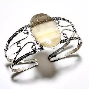 Кальцитовый агат, драгоценный камень 925, посеребренный ювелирный браслет ручной работы, браслет-манжета