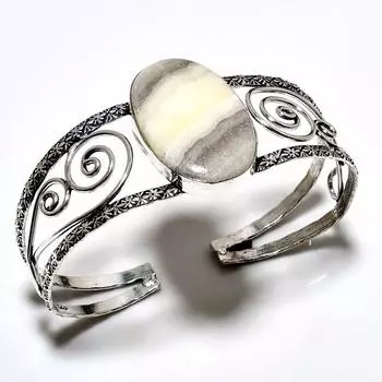 Кальцитовый агат, драгоценный камень 925, посеребренный ювелирный браслет ручной работы, браслет-манжета