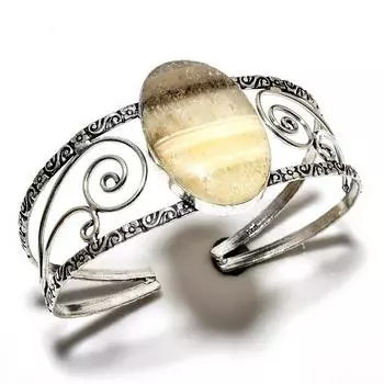 Кальцитовый агат, драгоценный камень 925, посеребренный ювелирный браслет ручной работы, браслет-манжета