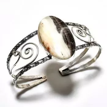 Кальцитовый агат, драгоценный камень 925, посеребренный ювелирный браслет ручной работы, браслет-манжета