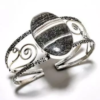 Кальцитовый агат, драгоценный камень 925, посеребренный ювелирный браслет ручной работы, браслет-манжета