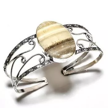 Кальцитовый агат, драгоценный камень 925, посеребренный ювелирный браслет ручной работы, браслет-манжета
