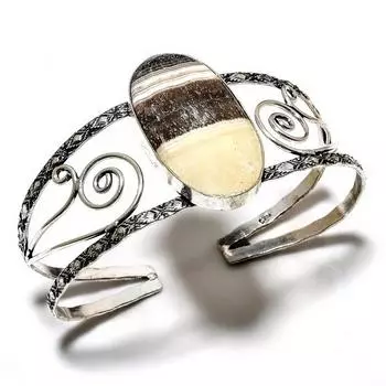 Кальцитовый агат, драгоценный камень 925, посеребренный ювелирный браслет ручной работы, браслет-манжета