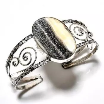 Кальцитовый агат, драгоценный камень 925, посеребренный ювелирный браслет ручной работы, браслет-манжета