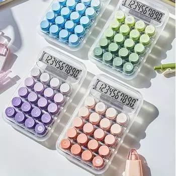 Калькулятор Candy Color, эстетичный настольный калькулятор с 12 цифрами и ЖК-дисплеем, большими кнопками, гибкой клавиатурой, офисный калькулятор розовый