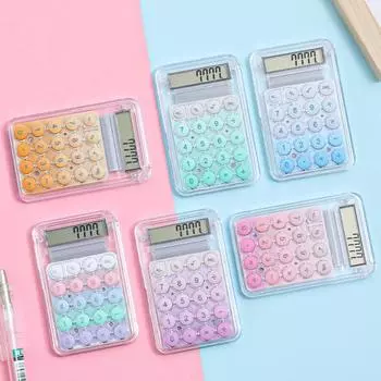 Калькулятор для студентов, симпатичный, дорогой калькулятор, небольшой портативный, прозрачный, конфетного цвета калькулятор One Size циан