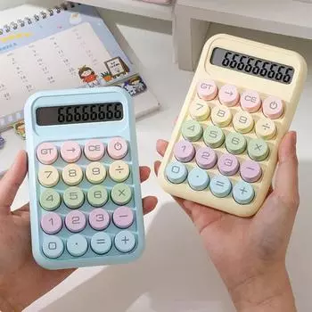 Калькулятор на 10 цифр с большой кнопкой, наклоном на 15 градусов, ЖК-дисплей, механический переключатель, портативный эстетичный калькулятор розовый