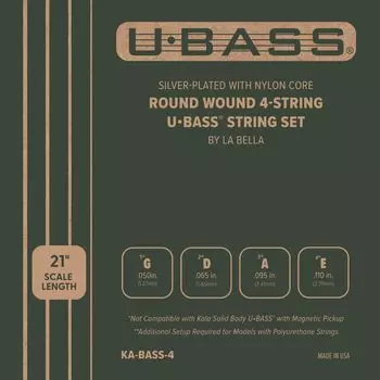 KALA комплект струн для бас-гитары укулеле бас с обмоткой KA-BASS4 U-BASS серебряный