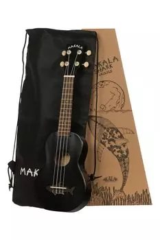 KALA Ukulele MAKALA Sharks Kauri Top Soprano Shark Type Bridge, преемник MKSS-BLK20_06 [модель MK-SS/BLK] (Чехол в комплекте) []
