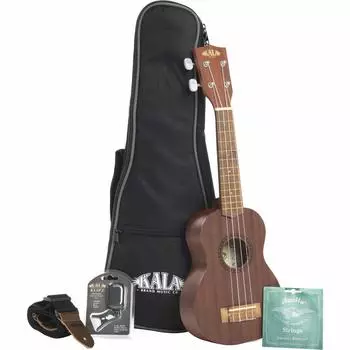 KALA Ukulele Set Series Bundle Pack Mahogany Body Soprano Successor KA-15 KA15S-BNDL-20_06 [KA-15S-BNDL Model] (Case/Strap/Replacement Strings/Tuner красное дерево
