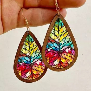Kaleidoscope Pattern Colorful Statement Earrings Bright Water Drop Earrings for Women Style 5
