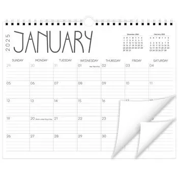 Календарь 2025, цветной календарь на 12 месяцев, двойной спиральный переплет, ежемесячный календарь планирования