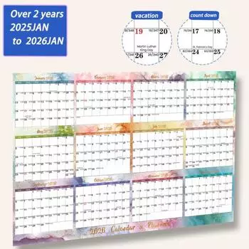 Календарь 2025 года стираемый большой настенный календарь с ламинированным покрытием для влажного и сухого стирания 12 разноцветный