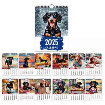 Календарь аниме-колбаски-собаки 2025 года Настенный календарь-цветной календарь One Size