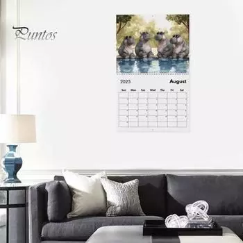 Календарь Бегемот 2025 года 12-месячный календарь Бегемот Настольный ежемесячный планировщик с причудливыми иллюстрациями Бегемотов A