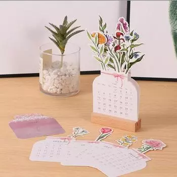 Календарь Bloomy Flower 2025 года Настольный календарь Bloomy Flowers с деревянной основой на каждый день