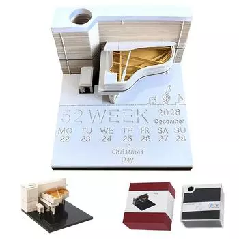 Календарь-часы 2026 Настольный календарь 3D Отрывной календарь Искусство резьбы по бумаге Блокнот для заметок Подарок на Рождество, новоселье