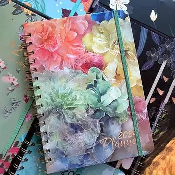 Календарь «Цветущая роза в стиле ретро», 76 страниц, еженедельный план на 152 страницы, блокнот на спиралевидной основе формата А5, ежедневник на английском языке A