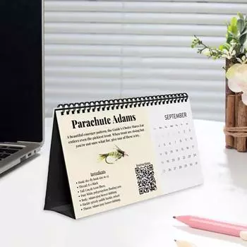 Календарь для ловли форели нахлыстом на 2025 год, искусство вязания мушек, перекидной календарь на 12 месяцев для любителей рыбалки 1pc