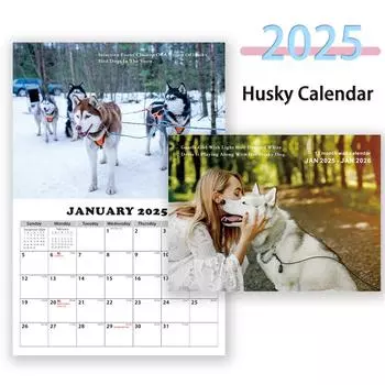 Календарь для собак Хаски Календарь на английском языке Календарь Интересный семейный календарь Новогодний календарь Настенный календарь для комнаты One Size
