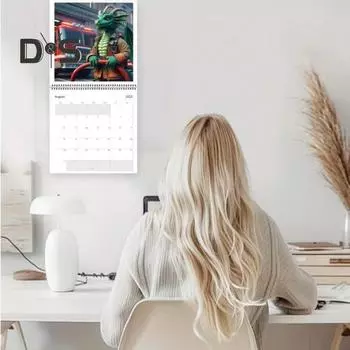 Календарь Dragons with Jobs 2025 Вертикальный ежемесячный настенный календарь для организации дома и офиса Календарь с иллюстрациями драконов 1pc