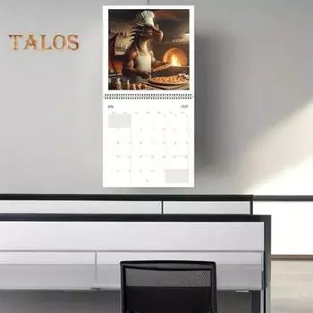 Календарь Dragons with Jobs 2025 Вертикальный ежемесячный настенный календарь для организации дома и офиса Календарь с иллюстрациями драконов 1pc