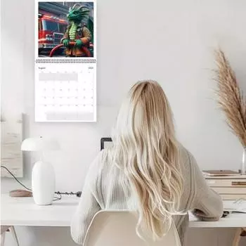 Календарь Dragons with Jobs 2025 Вертикальный ежемесячный настенный календарь для организации дома и офиса Календарь с иллюстрациями драконов 1pc