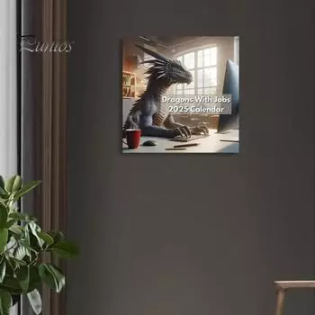 Календарь Dragons with Jobs 2025 Вертикальный ежемесячный настенный календарь для организации дома и офиса Календарь с иллюстрациями драконов 1pc