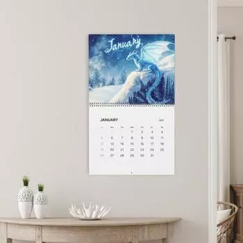 Календарь Дракон 2025 года Фэнтези Дракон настенный подвесной календарь 12 месяцев планировщик для домашнего офиса организации Dragon