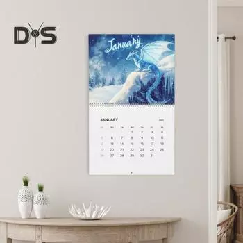 Календарь Дракон 2025 года Фэнтези Дракон настенный подвесной календарь 12 месяцев планировщик для домашнего офиса организации Dragon