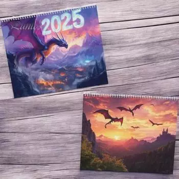 Календарь Дракон 2025 года Фэнтези Дракон настенный подвесной календарь 12 месяцев планировщик для домашнего офиса организации Dragon