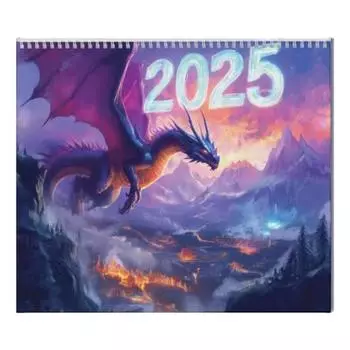 Календарь Дракон 2025 года Фэнтези Дракон настенный подвесной календарь 12 месяцев планировщик для домашнего офиса организации Dragon