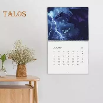 Календарь Дракон 2025 года Фэнтези Дракон настенный подвесной календарь 12 месяцев планировщик для домашнего офиса организации Dragon