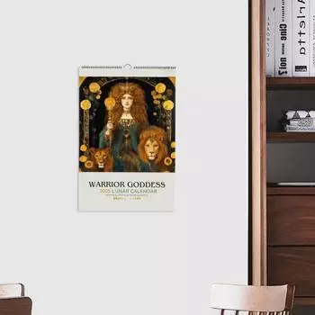Календарь фаз Луны Воительницы 2025 года 12-месячный настенный календарь Gothic Home