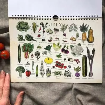 Календарь фермерского рынка 2025 года. Вечные иллюстрированные рецепты. Настенный календарь. Нарисованный вручную сезонный календарь фруктов и овощей. Fruit