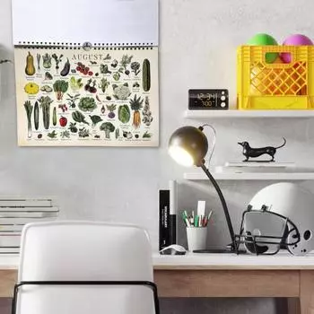 Календарь фермерского рынка 2025 года. Вечные иллюстрированные рецепты. Настенный календарь. Нарисованные от руки сезонные фрукты и овощи.