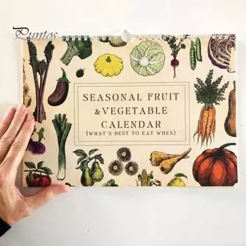 Календарь фермерского рынка 2025 года. Вечные иллюстрированные рецепты. Настенный календарь. Нарисованный вручную сезонный календарь фруктов и овощей. Fruit