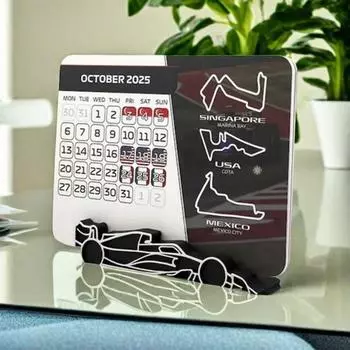 Календарь гонок 2025 года. Календарь гонок с подставкой для автомобиля или без нее. Настольный календарь. Ежемесячный планировщик. Подарок для поклонников автоспорта. A