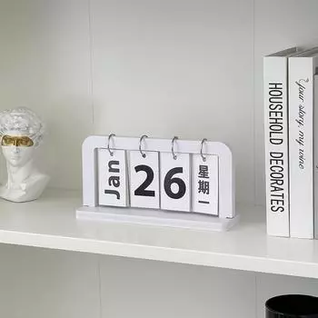 Календарь из дерева в скандинавском стиле, ежедневник, реквизит для фотосъемки, настольное расписание, офис white-style A