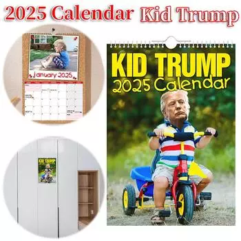 Календарь Kid Trump 2025, 12-месячный настенный календарь, подвесной настенный календарь, настенный календарь для дома или офиса для организации и планирования