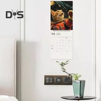 Календарь космических кошек 2025 года, космические прогулки, настенный календарь с кошками, подвесной ежемесячный календарь-планировщик, рождественский подарок для любителей кошек, поклонников космоса Cat