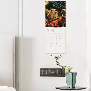 Календарь космических кошек 2025 года, космические прогулки, настенный календарь с кошками, подвесной ежемесячный календарь-планировщик, рождественский подарок для любителей кошек, поклонников космоса Cat