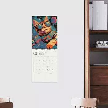 Календарь космических кошек 2025 года. Настенный календарь с изображением космических кошек. Планировщик на месяц.