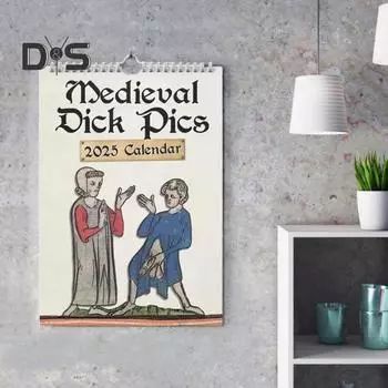 Календарь Medieval Dick Pics 2025 Prank Medieval Dick Wall Calendar Funny Penis Rude Calendar с иллюстрациями для друзей-энтузиастов истории 2pcs